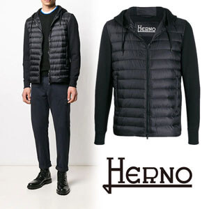 HERNO ヘルノ偽物フーデッド パデットジャケット black