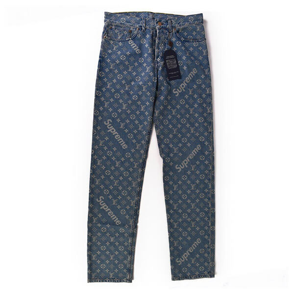 ルイヴィトン×シュプリーム コピー 17AW LOUIS VUITTON × SUPREME Jacquard Denim 5-Pocket Jeans デニムパンツ