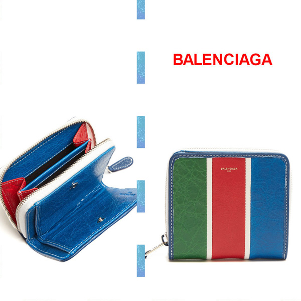 18SS新作 BALENCIAGA 折りたたみ財布 Bazar ラウンドジップ ロゴ 財布 バレンシアガスーパーコピー