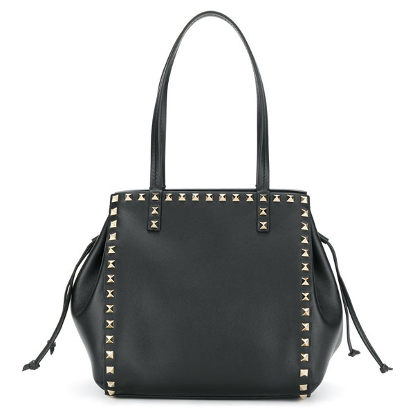 VALENTINO ロックスタッド ダブルハンドルバッグ ブラック スムース PW2B0A86/BOL.0NO ヴァレンティノ バッグ スタッズ コピー