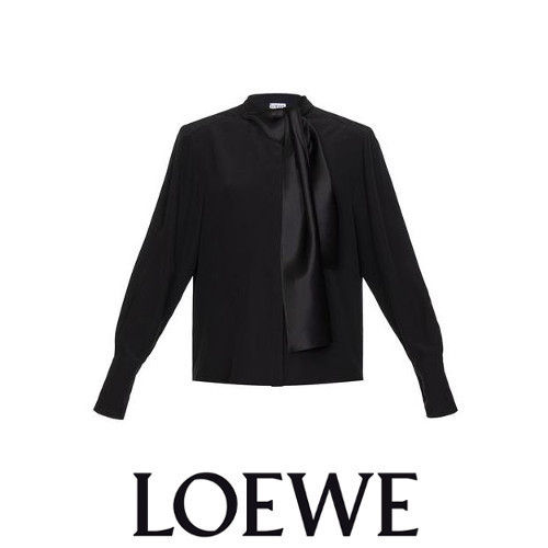 LOEWE 女性らしくエレガントに ラバリエールブラウス ブラック S2189110FOロエベ服コピー