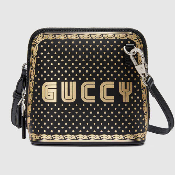 グッチ バッグ コピー Gucci GUCCY プリント ミニ ショルダーバッグ (ブラック)