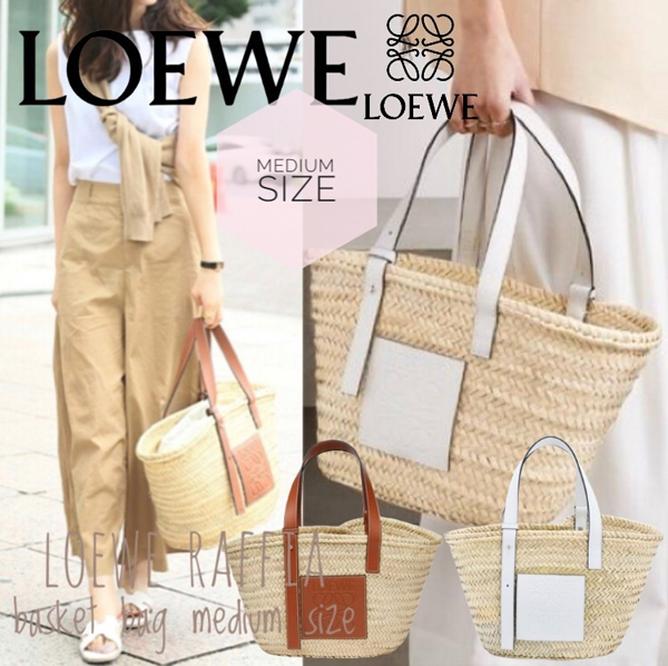 LOEWE ロエベ かごバッグ 偽物 バスケット ナチュラル/ホワイト 327.02.S92