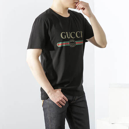 新作大人気 GUCCI  Tシャツ コピー グッチ T-Shirt Glitter Print Cotton