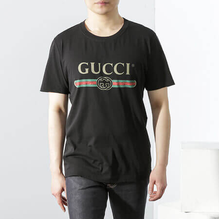 新作大人気 GUCCI  Tシャツ コピー グッチ T-Shirt Glitter Print Cotton