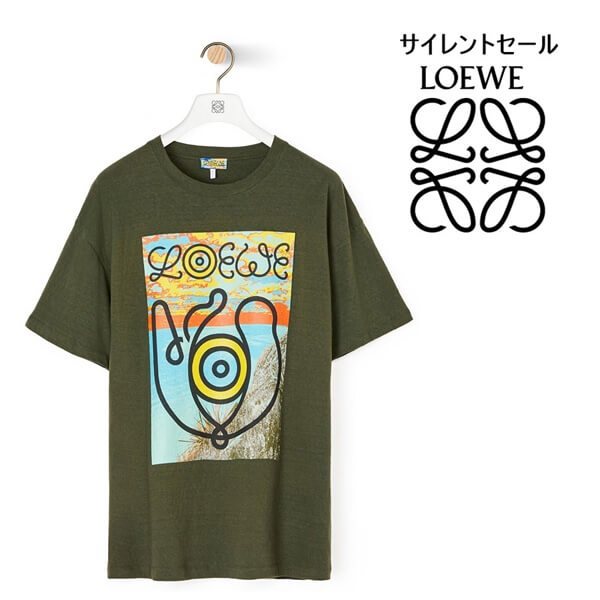 ロエベ tシャツ パロディ LOEWEロゴプリントクルーネック半袖TシャツH6109821PC