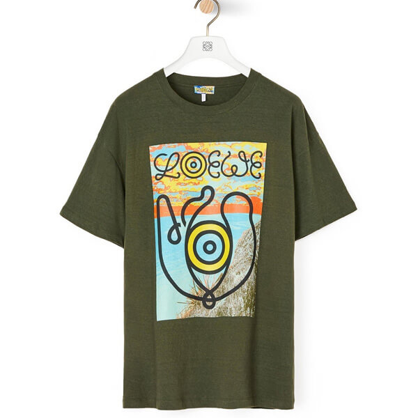 ロエベ tシャツ パロディ LOEWEロゴプリントクルーネック半袖TシャツH6109821PC