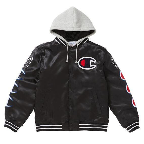 supreme champion 偽物 シュプリーム ボックス ロゴ パーカーHooded Satin Varsity Jacket