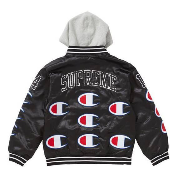 supreme champion 偽物 シュプリーム ボックス ロゴ パーカーHooded Satin Varsity Jacket