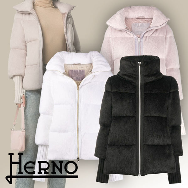 【Herno ヘルノ】偽物ウールファー パッデッド ダウン ジャケット PI067DR12255